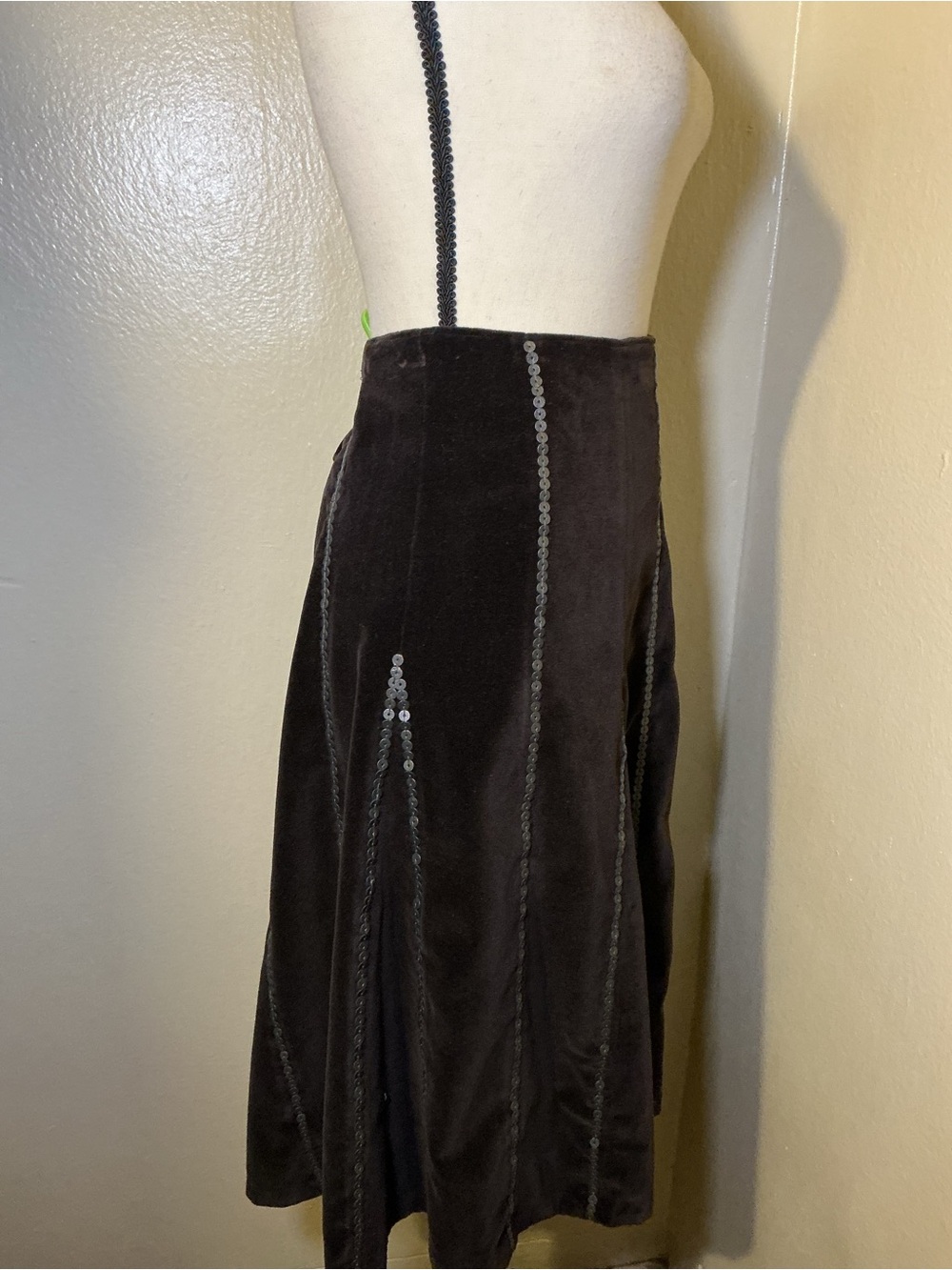 Soft Surroundings 1X Brown Cotton Skirt with Bronze Sequin Embellishment - Picture 7 of 9